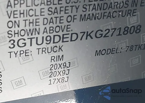 2019 GMC Sierra 1500 Slt из США, поврежденный, VIN 3GTU9DED7KG271808